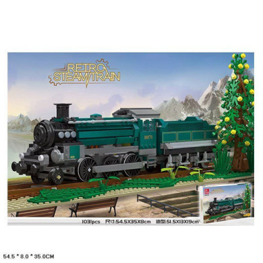 (КИЗ) Конструктор Jie Star 59020 Поезд Ретро Локомотив Дорис, 1031 дет.