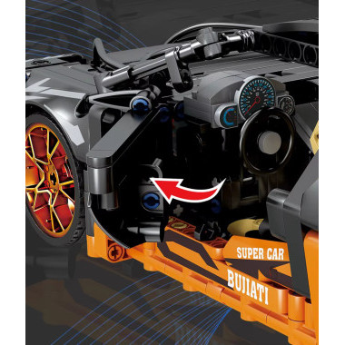 (КИЗ) Конструктор GBL KY1090 Спортивная машина Bugatti Supercar Flame Mecha 1311 дет., 62x42x9