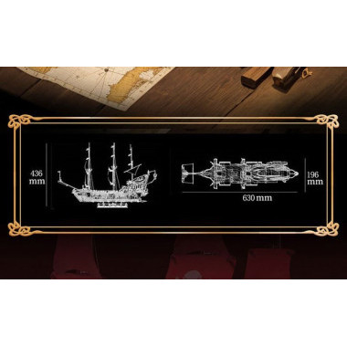 (КИЗ) Конструктор Zhe Gao 653001 Пиратский корабль Призрачная королева Анна, 3399 дет., 30х23х8