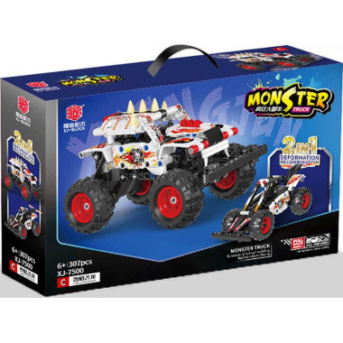 Конструктор BBlock XJ-7500C Машинка трансформер 2в1 Монстер Трак, 307 дет., 40.9x26.1x9.4