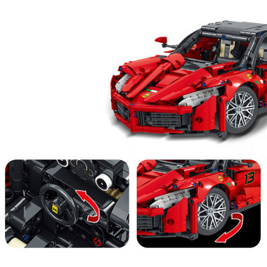 (КИЗ) Конструктор MORK 023014-1 Спортивная машина суперкар Ferrari LaFerrar 1:12, 1659 деталей