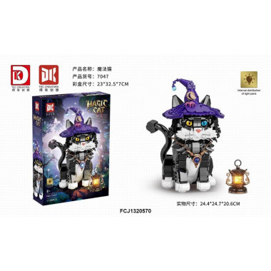 (КИЗ) DK 7047 Конструктор «Волшебный кот» с подсветкой и фонарём, 1128 деталей, 8+, коробка 23 × 32,5 × 7 см