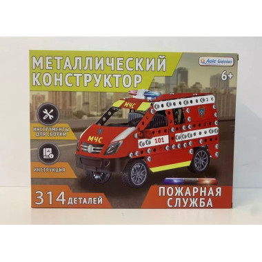 Конструктор металлический 8804 Машина МЧС, 314 дет., 35х27х6.5