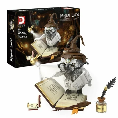 (КИЗ) Конструктор DK 7037 Волшебная сова на книге заклинаний с подсветкой, 1162 детали, 8+, коробка 36 × 26 × 7 см