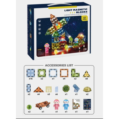 Конструктор STEM DIGE Магнитный светящийся 9906 57 дет., 26.5x7x22