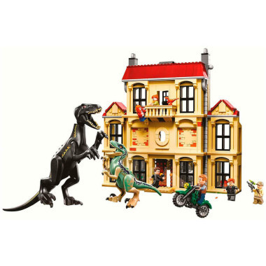 Конструктор Lepin 6099 Парк Юрского периода Нападение Индораптора, 1019 дет., 49х9х38 см