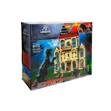 Конструктор Lepin 6099 Парк Юрского периода Нападение Индораптора, 1019 дет., 49х9х38 см