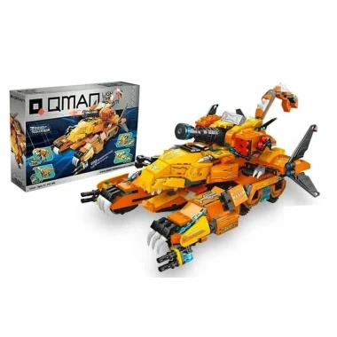 (КИЗ) Конструктор Qman 41311 Трансформер 4в1 (динозавры и танк),988 дет., 52х34х7 см