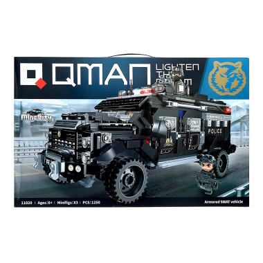 (КИЗ) Конструктор Qman 11020 Бронированная машина спецназа, 1250 дет.