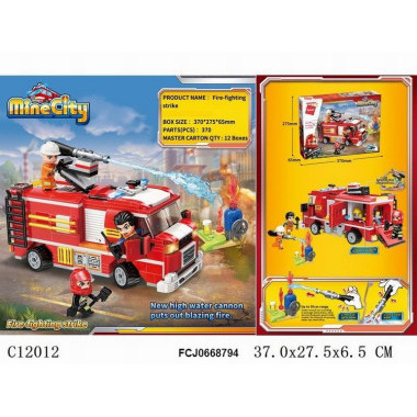 (КИЗ) Конструктор Qman C12012 Пожарная машина (функция подачи воды), 370 дет., 37.5х27.5х6