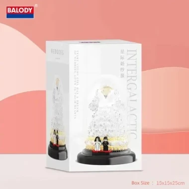 Конструктор Balody 18415 Свадьба Белое свадебное платье в колбе с подсветкой, 1375 дет., 15x15x25