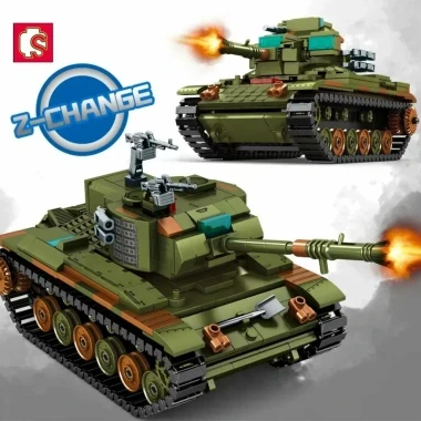 Конструктор Sembo 207007 Трансформер 2в1 Танк M60A2 (2 модели танка), 701 дет., 42.5x30x6.8 см