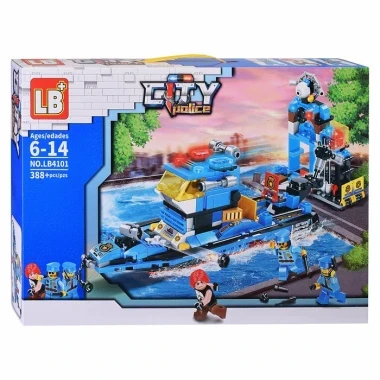 Конструктор LB LB4101 Сити Береговая охрана с катером, 388 дет., 47.5x32x7 см