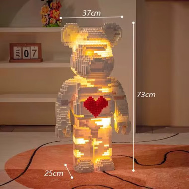 Конструктор 3D Bblock XJ-10968 Медведь Tiny Bear с потайным ящиком и подсветкой, 2586 дет., 30х45х25