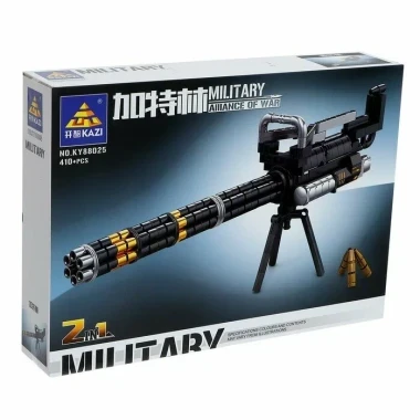Конструктор Kazi 88025 Трансформер 2в1 Оружие Разрушитель (ручной пулемёт Гатлинга и снайперская винтовка), 410 дет., 38х27х7 см