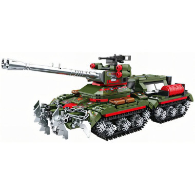 Конструктор Kazi 81050 Военная техника Танк красная угроза с подсветкой, 619 дет., 47х7х35 см