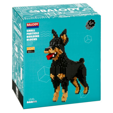 (КИЗ) Конструктор Balody 18247 Собака породы Доберман, 957 дет., 13.5x15x8 см