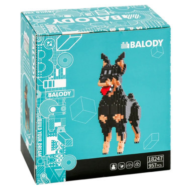 (КИЗ) Конструктор Balody 18247 Собака породы Доберман, 957 дет., 13.5x15x8 см