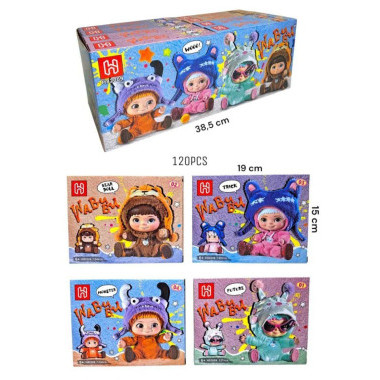 Конструктор H82009 Куклы Wabubu Baby в дисплеи 8 штук, 4 вида, 38.3х17.2х14.7. Цена за дисплей