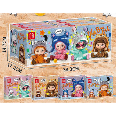 Конструктор H82009 Куклы Wabubu Baby в дисплеи 8 штук, 4 вида, 38.3х17.2х14.7. Цена за дисплей