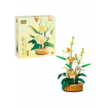 Конструктор Wonder Moon 804202 Цветочная композиция Орхидея, 953 дет., 24х9х25 см