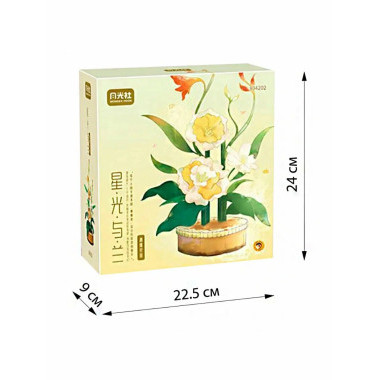 Конструктор Wonder Moon 804202 Цветочная композиция Орхидея, 953 дет., 24х9х25 см