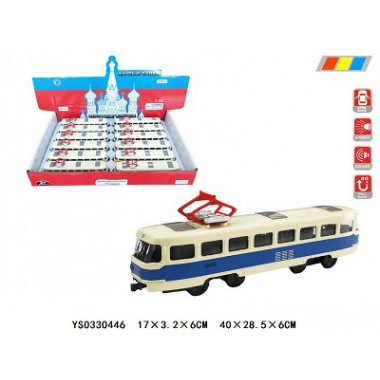 Набор "Трамвай" свет+ русская озвучка двери открываются в упаковке 12 шт размер 17х3.2х6 см