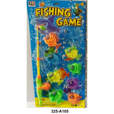 Набор игровой "Рыбалка" 8 рыбок и удочка на картоне 48х7х4см