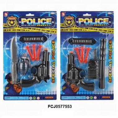 Набор Полиция с пистолетом, ножом и гранатой/рацией на картоне