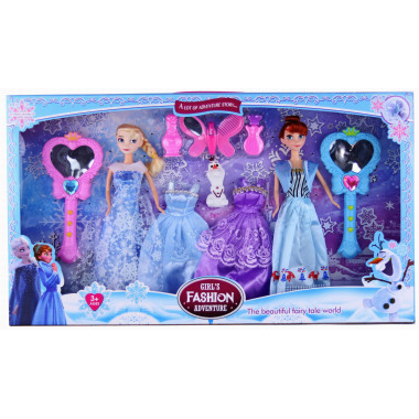 Набор кукол праздничный "Frozen" 2шт. с аксессуарами и платьями в коробке 62х7х35 см