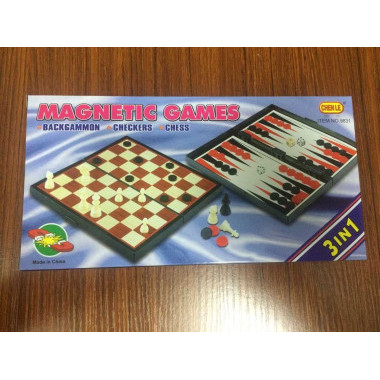 Настольная игра Нарды шахматы шашки 3 в 1 магнитные в коробке