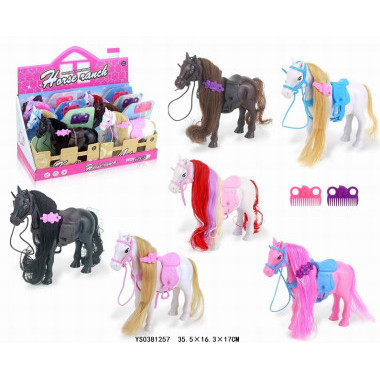 Набор игрушечных лошадок Пони с расческой, 6 шт упаковка 35х16.3х17 см