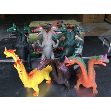 Животные резиновые Динозавры двуглавые 20см в упаковке 6 шт 30х24х13см