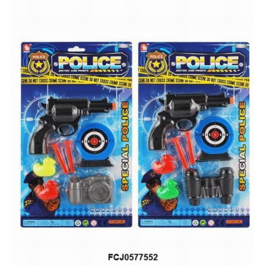 Набор Полиция с пистолетом, мишенью и пулями на присосках на картоне