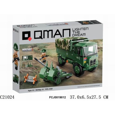 Конструктор Qman C21024 Техника "Военный грузовик" 442 дет.