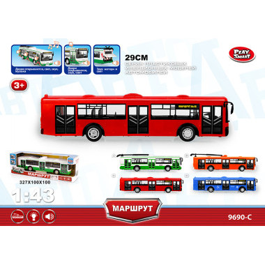 Автобус Play smart 29см открывающиеся двери, свет+звук в коробке 32х10х10 см